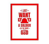 Calcomanías de letras Solo quiero ser un soldado en el ejército de Dios. 60.8x80cm Fácil instalación Rojo