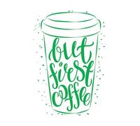 Calcomanías de letras Taza de café dibujada a mano con letras pero primer café q 57.6x82.2cm No daña la superficie de la pared Verde