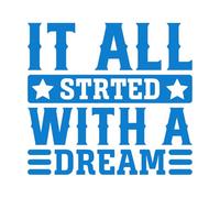 Calcomanías de letras Todo empezó con un sueño motivacional. 42x45.6cm Removible sin dejar pegamento Azul