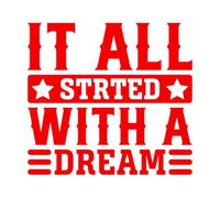 Calcomanías de letras Todo empezó con un sueño motivacional. 67.2x73cm No daña la superficie de la pared Rojo