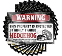 Calcomanías de mecánico con texto en inglés "Warning This Property is Protected by A Highly Trained Hedgehog", 10 calcomanías divertidas para herramientas Funk Around and Find Out (6 x 9 cm)