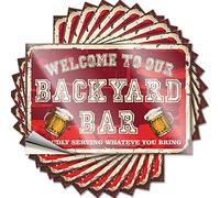 Calcomanías de mecánico con texto en inglés "Welcome to Our Backyard Bar Proudly Serving Whateve You Bring Funny Sticker 10 Pcs Car Stickers for Men Car Decals" (12 x 18 cm)