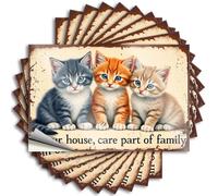 Calcomanías de mecánico en nuestra casa, los gatos son parte de la familia. 10 calcomanías divertidas de alcohol para dormitorio (8 x 12 cm)