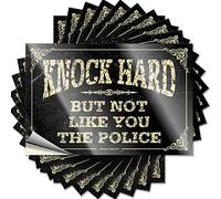 Calcomanías de mecánico Knock Hard But Not Like You The Police, 10 calcomanías divertidas para herramientas Funk Around and Find Out (6 x 9 cm)