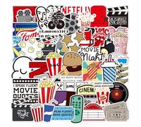 Calcomanías de noche de cine para laptop, guitarra, computadora, portátil, teléfono, maleta, paquete de 50 calcomanías de vinilo para niños, adolescentes y adultos