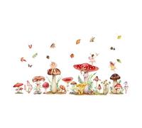 Calcomanías de pared autoadhesivas de dibujos animados de hongos y hadas for la habitación de los niños y el fondo del dormitorio, pegatinas for un toque mágico.
