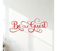 Calcomanías de pared Cita de bienvenida del vestíbulo del hotel y del restaurante "Be Our Guest" 30x80.2cm Personalización personalizada Rojo