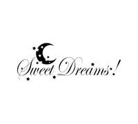 Calcomanías de pared Cita de dulces sueños Bebé Estrellas crecientes 28x76.3cm Impermeable Negro
