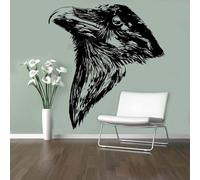 Calcomanías de pared con cabeza de cuervo, cuervo, alas de corbie, pájaros, calcomanía de vinilo extraíble para decoración del hogar, 57 x 61 cm