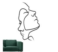 Calcomanías De Pared Con Diseño De Cara Ďe Línea - Decoración Đe Arte D́e Pared D̄e Una Sola Línea Femenina Dé Metal | Arte Lineal Abstracto Moderno Minimalista, Decoración Ďé Árte Đé Ṕared Con Dibujo