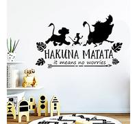 Calcomanías de pared con diseño de león de dibujos animados de Hakuna Matata Means No Worries Animales Adhesivo de pared para decoración de habitación de niños, vinilo de 43 x 26 cm