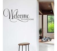 Calcomanías de pared con texto en inglés "Welcome to Our Home" para el hogar, sala de estar, entrada, arte de pared autoadhesivo de PVC, decoración moderna de caligrafía para dormitorios y pasillos