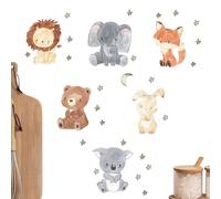 Calcomanías de pared de animales, calcomanías salvajes, artículos de decoración de animales, calcomanías de pared de ramas de árbol, safari, jirafa, tigre, mono, cáscara de mono, lo mejor para