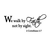 Calcomanías de Pared de Arte bíblico de Las Escrituras We Walk by Faith Not by Sight 2 Corinthians 5:7 Arte religioso calcomanía de Pared extraíble de Vinilo para decoración de Sala