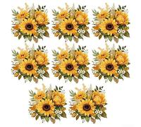 Calcomanías de pared de girasol para decoración del hogar, 8 calcomanías de PVC de 29 x 29 cm para decoración de dormitorio, sala de estar, gabinete, fácil de instalar y limpiar, arte de vinilo de