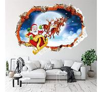 Calcomanías De Pared De Navidad En 3d Pegatinas De Pared De Reno De Santa Claus Para Fiesta De Navidad, Carteles De Decoración De Pared De Feliz Navidad Rompen Las Pegatinas De Vinilo De Pared