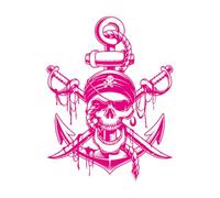 Calcomanías de pared de papel adhesivo Calavera pirata, marinero, lobo de mar, ancla, sable, estilo náutico marino 68x88.7cm Embellecimiento de paredes Rosa roja