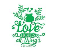 Calcomanías de pared de papel adhesivo Cita bíblica cristiana: El amor todo lo espera, 1 Corintios 68x86.6cm No daña la superficie de la pared Verde