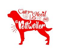 Calcomanías de pared de papel adhesivo Cita de papá de mascotas: "Todo lo que necesitas es amor y un rottweiler". 40x50.3cm Impermeable Rojo