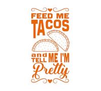 Calcomanías de pared de papel adhesivo Cita de tacos: dame tacos y dime que soy bonita. 47.6x93.5cm No daña la superficie de la pared Naranja