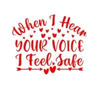 Calcomanías de pared de papel adhesivo Cuando escucho tu voz me siento seguro 41x50.7cm Varios tamaños Rojo