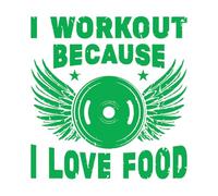 Calcomanías de pared de papel adhesivo Diseño de gimnasio fitness. Hago ejercicio porque me encanta la comida. 54.6x57.1cm Vinilos para ventanas Verde