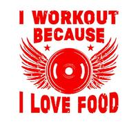 Calcomanías de pared de papel adhesivo Diseño de gimnasio fitness. Hago ejercicio porque me encanta la comida. 67.2x70.2cm Pegatinas para vidrio Rojo