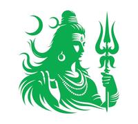 Calcomanías de pared de papel adhesivo feliz maha shivaratri señor shiva silueta 42x43.3cm No se cae Verde