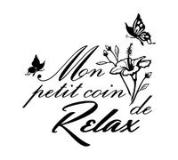 Calcomanías de pared de papel adhesivo Francia Mi Pequeño Rincón Salón de Relajación Salón de Maquillaje Flor de Mariposa 36x36cm Autoadhesivo Negro
