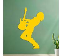 Calcomanías de pared de papel adhesivo Guitarrista eléctrico, silueta de guitarrista, sala de música, estrella de rock 35x55.1cm Varios tamaños Amarillo