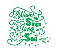 Calcomanías de pared de papel adhesivo Las olas cantan canciones del mar inspiradoras 72x76.4cm Incluye kit de película de transferencia Verde