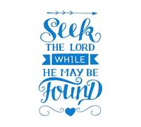 Calcomanías de pared de papel adhesivo Letras a mano con versículo bíblico: Busca al Señor mientras 36x59.8cm No se cae Azul