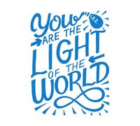 Calcomanías de pared de papel adhesivo Letras a mano con versículo bíblico "Eres luz" 49.4x65.8cm Fácil instalación Azul