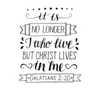 Calcomanías de pared de papel adhesivo Letras a mano con versículos bíblicos Ya no soy yo 34x40.9cm Pegatinas para vidrio Negro