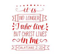 Calcomanías de pared de papel adhesivo Letras a mano con versículos bíblicos Ya no soy yo 34x40.9cm Incluye kit de película de transferencia Rojo