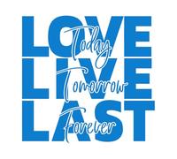 Calcomanías de pared de papel adhesivo Letras Amor Vive Última Frase Inspiradora 36x37.4cm Embellecimiento de paredes Azul