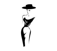 Calcomanías de pared de papel adhesivo Maniquí de mujer de moda, sombrero de señora, tienda de ropa 28x80cm Decoración artística Negro