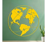 Calcomanías de pared de papel adhesivo Mapa del globo terráqueo Planeta Vida Océano Tierra Universo 54.6x54.7cm Pegatinas para vidrio Amarillo