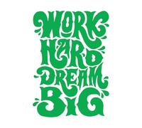 Calcomanías de pared de papel adhesivo Oficina de citas Trabaja duro y sueña en grande 51x71cm Decoración de carrocerías Verde
