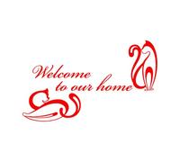 Calcomanías de pared de papel adhesivo Palabras Cita Bienvenidos a Nuestro Hogar Gatos Abstractos 30x49.8cm Removible sin dejar pegamento Rojo