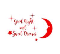 Calcomanías de pared de papel adhesivo Palabras Cita Buenas Noches Y Dulces Sueños 48x75.7cm Decoración artística Rojo