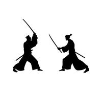 Calcomanías de pared de papel adhesivo Siluetas de samuráis, guerreros japoneses, artes marciales 32x45.7cm Incluye kit de película de transferencia Negro