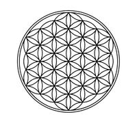 Calcomanías de pared de papel adhesivo Símbolo geométrico de cuadrícula de círculos superpuestos de la flor de la vida 36x36cm Varios tamaños Negro