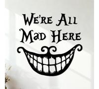 Calcomanías de pared de papel adhesivo Todos estamos locos. Frase divertida. Emoticono. Boca grande. 54.6x56.5cm Varios tamaños Negro