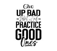 Calcomanías de pared de PVC Abandona los malos hábitos y practica los buenos: frases motivacionales 50.4x83.4cm Vinilos para ventanas Negro