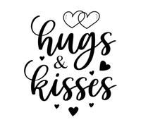Calcomanías de pared de PVC Día de San Valentín amor abrazos y besos corazón 42x47.9cm Decoración de carrocerías Negro