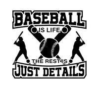 Calcomanías de pared de PVC El béisbol es vida, el resto son solo detalles de diseño. 42x45.7cm Pegatinas para vidrio Negro