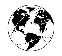 Calcomanías de pared de PVC Mapa del globo Planeta Vida Océano Tierra Universo 36x36.1cm Decoración de tiendas Negro