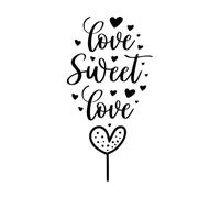 Calcomanías de pared de PVC Tipografía de amor para San Valentín 34x65.3cm Varios tamaños Negro