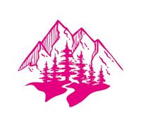 Calcomanías de pared de vinilo Agencia de viajes Snowy Peaks Mountains Forest Trees 68x82.3cm Embellecimiento de paredes Rosa roja